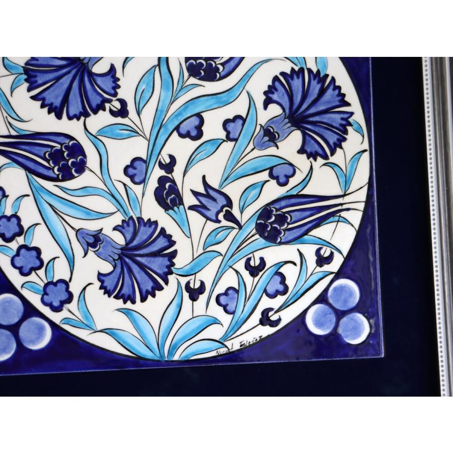 トルコ陶器 手書きタイル 1枚額 H31×W31×D2.5cm チューリップ＆カーネーション Turkish Hand Paint Tile |  | 03