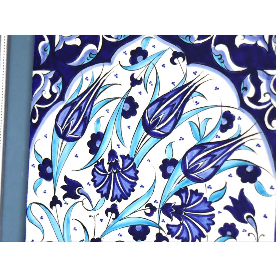 トルコ陶器 手書きタイル 1枚額 H31×W31×D2.5cm チューリップ＆カーネーション Turkish Hand Paint Tile |  | 02