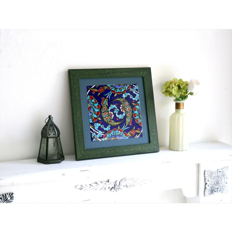 トルコ陶器 手書きタイル 1枚額 H32×W32×D1.5cm フラワーデザイン Turkish Hand Paint Tile |  | 01