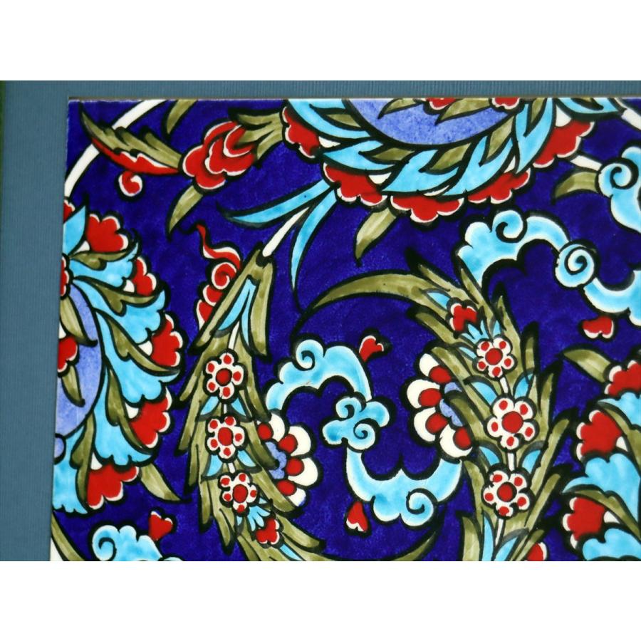 トルコ陶器 手書きタイル 1枚額 H32×W32×D1.5cm フラワーデザイン Turkish Hand Paint Tile |  | 02