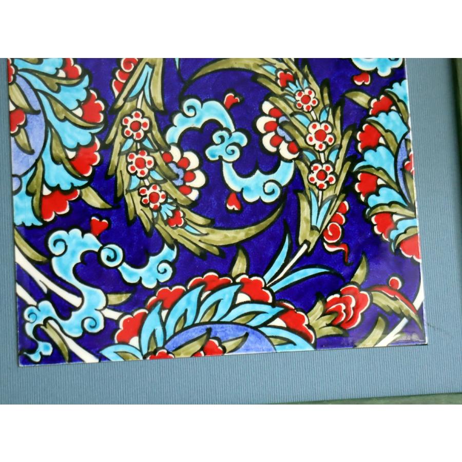 トルコ陶器 手書きタイル 1枚額 H32×W32×D1.5cm フラワーデザイン Turkish Hand Paint Tile |  | 03