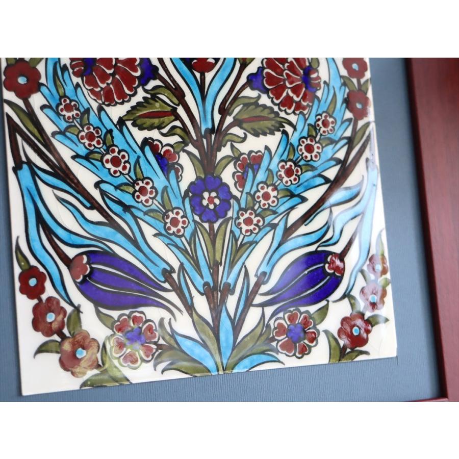 トルコ陶器 手書きタイル 1枚額 H32×W32×D1.5cm チューリップ＆カーネーション Turkish Hand Paint Tile |  | 03