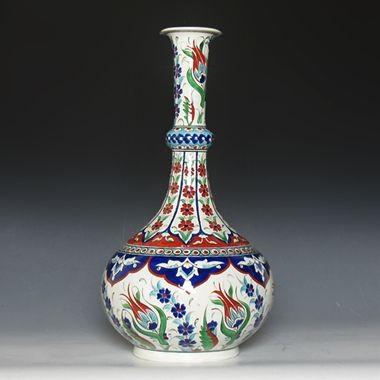 キュタフヤ陶器/イズニックスタイル 花文水差し40cm