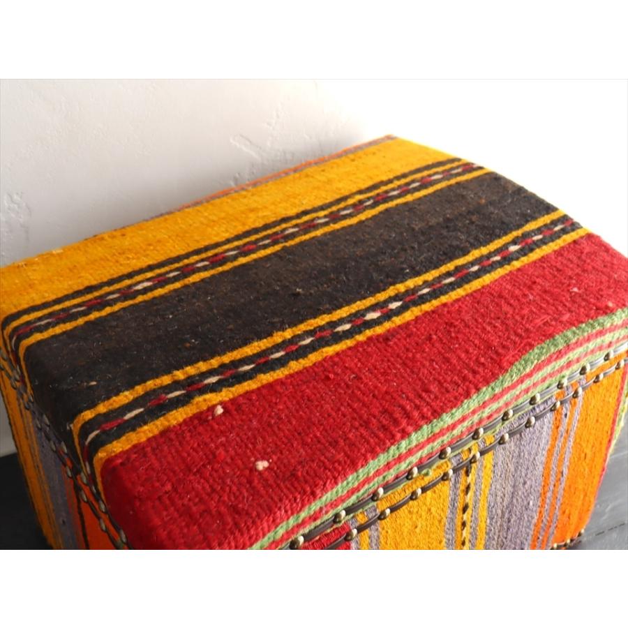 オールドキリム木製家具 宝箱Ｌサイズストライプボーダー W46.5xH35.5xD35cm | ブランド登録なし | 03