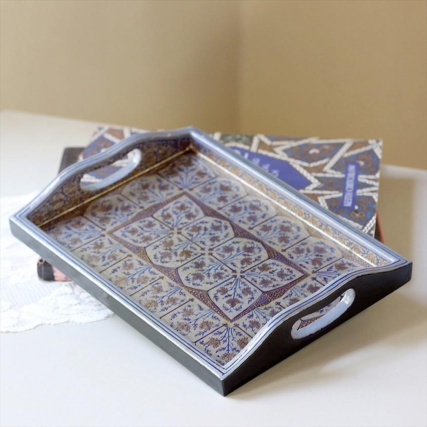 パピエ マシェ Papierーmache インド カシミールの張り子工芸 フラワーデザイン トレー Ribox004 インプレッションオブギャベ 通販 Yahoo ショッピング