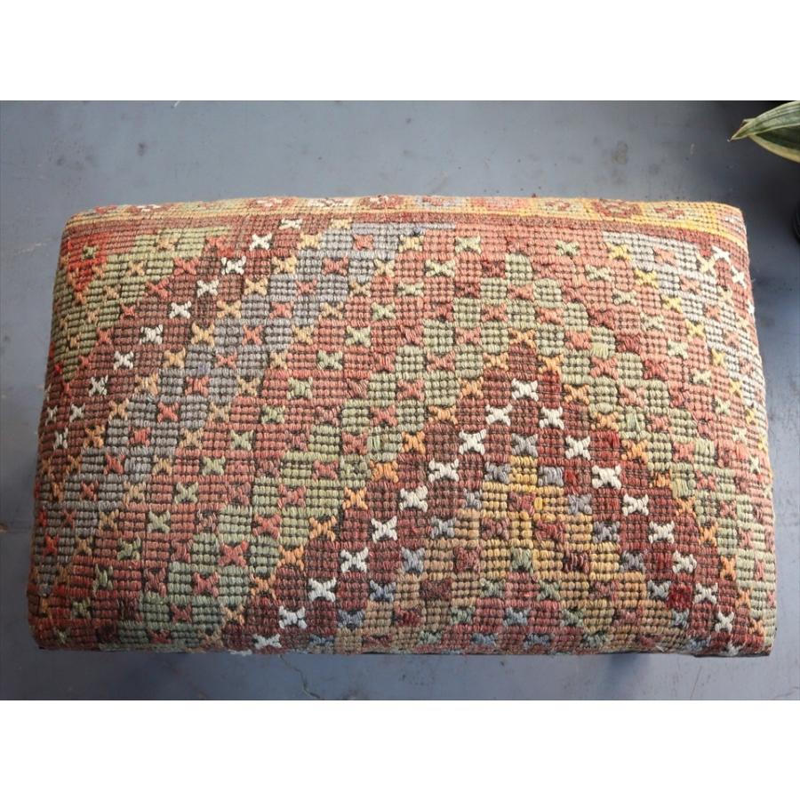 オールドキリムスツールベンチ H52×W54×D35cm オールドキリム木製家具