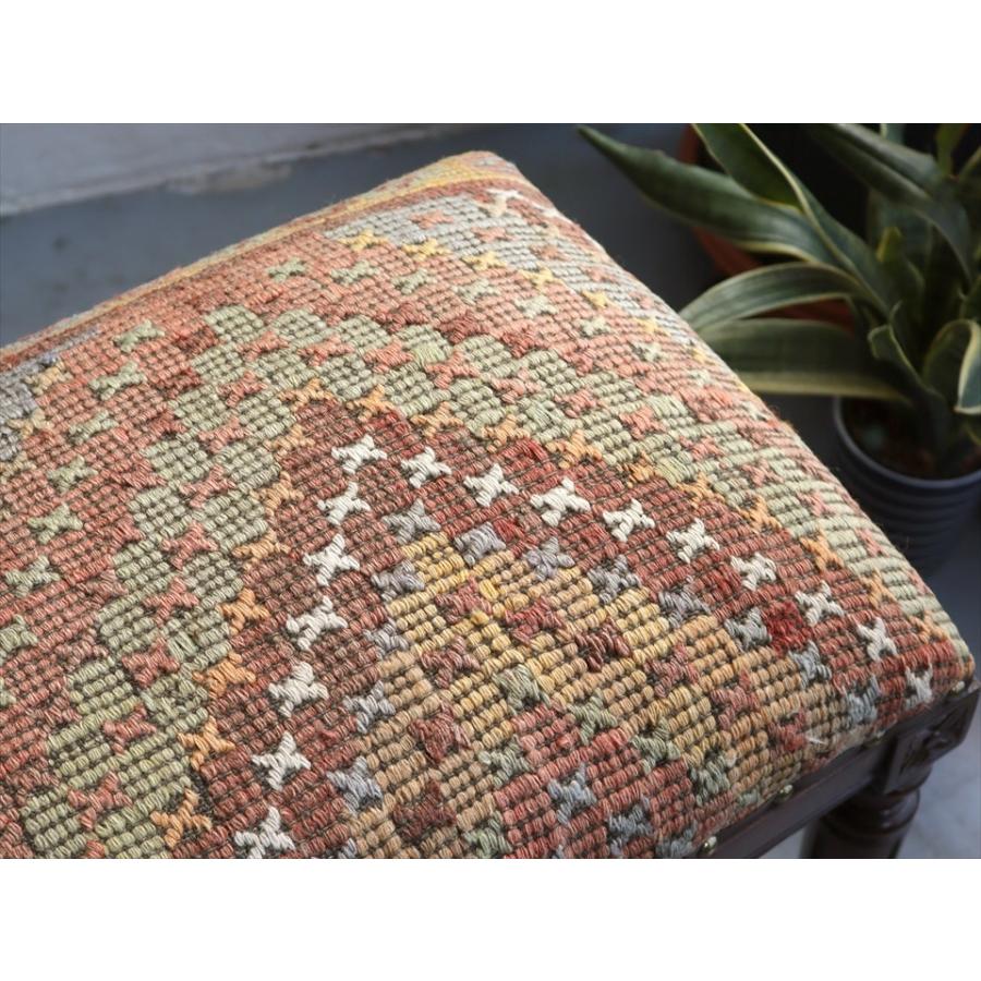 オールドキリムスツールベンチ H52×W54×D35cm オールドキリム木製家具