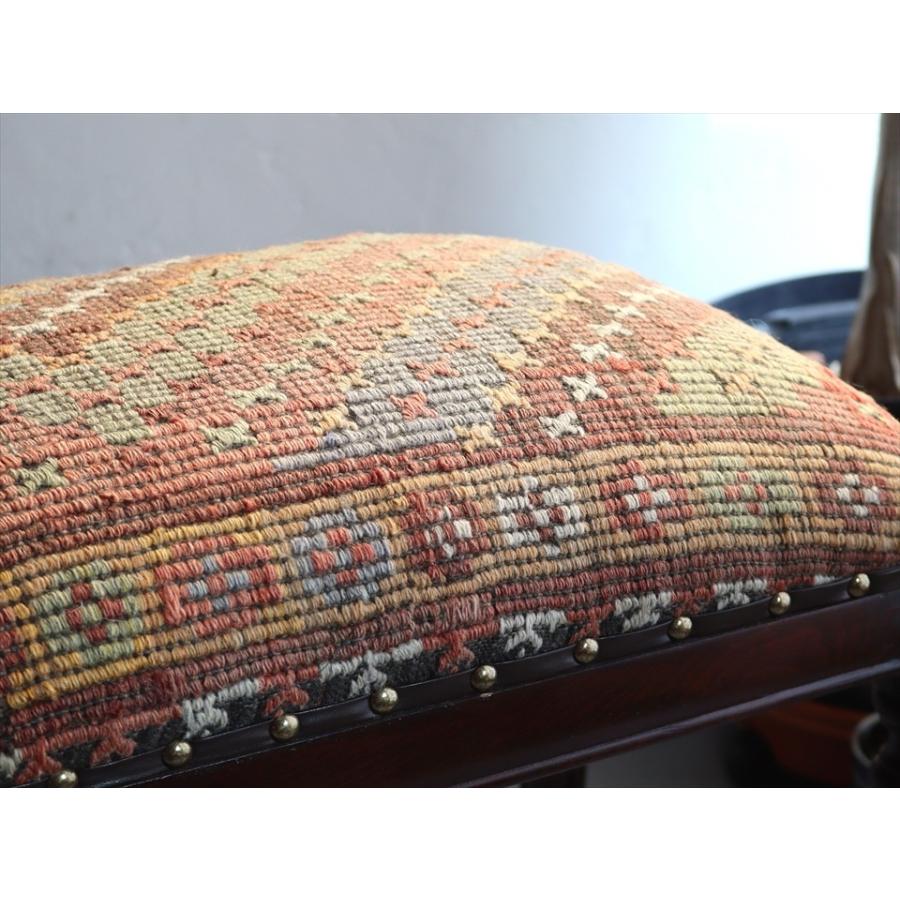 オールドキリムスツールベンチ H52×W54×D35cm オールドキリム木製家具
