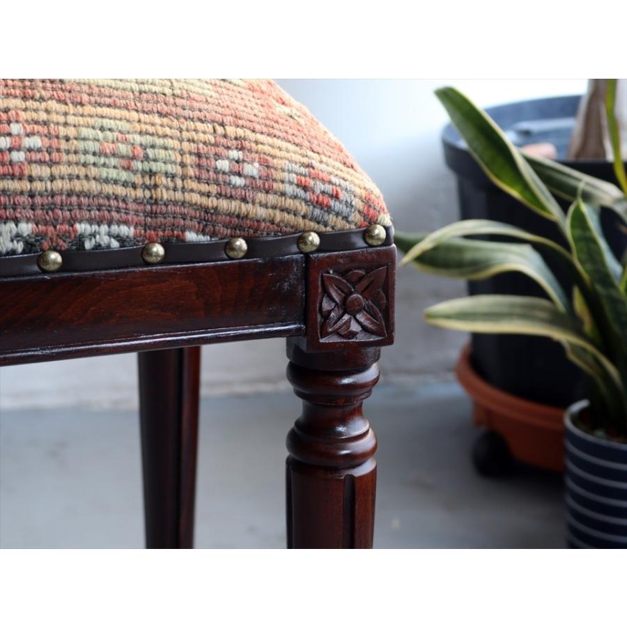 オールドキリムスツールベンチ H52×W54×D35cm オールドキリム木製家具