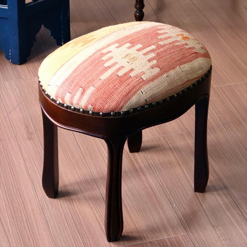 オールドキリム木製家具 H40×W31.5×D41.5cm スツール オットマン オーバル old kilim stool ottman oval | ブランド登録なし