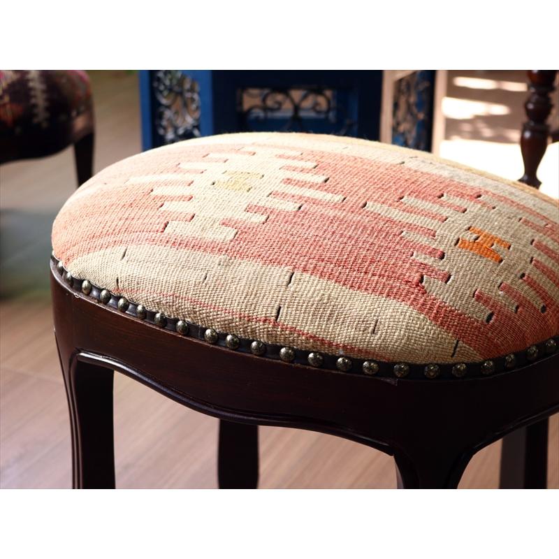 オールドキリム木製家具 H40×W31.5×D41.5cm スツール オットマン オーバル old kilim stool ottman oval | ブランド登録なし | 05