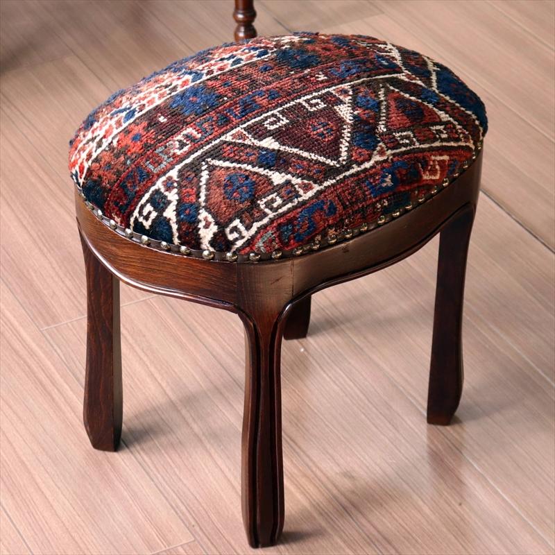 アンティークラグ木製家具 H40×W31.5×D41.5cm スツール オットマン オーバル antique rug stool ottman oval | ブランド登録なし