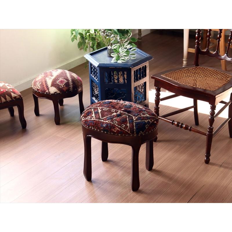 アンティークラグ木製家具 H40×W31.5×D41.5cm スツール オットマン オーバル antique rug stool ottman oval | ブランド登録なし | 01