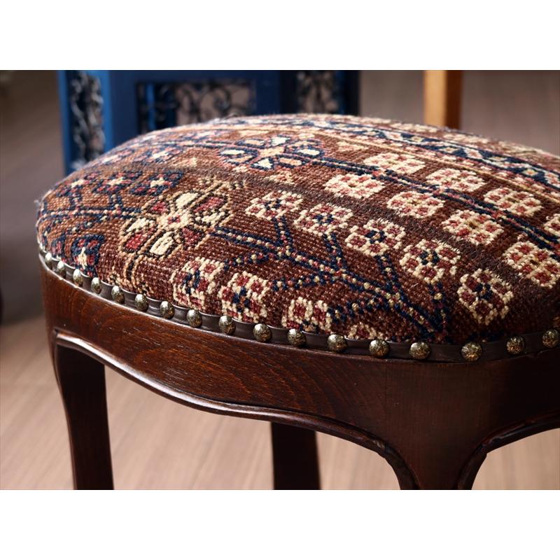 トライバルラグ木製スツールオーバル　H40×W41×D31cm  スツール オットマン オーバル tribal rug stool ottman oval | ブランド登録なし | 03