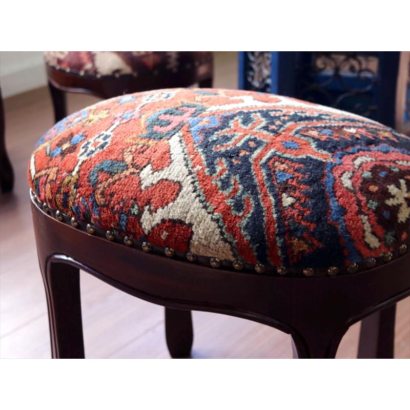 トライバルラグ木製スツールオーバル　H40×W41×D31cm  スツール オットマン オーバル tribal rug stool ottman oval | ブランド登録なし | 03