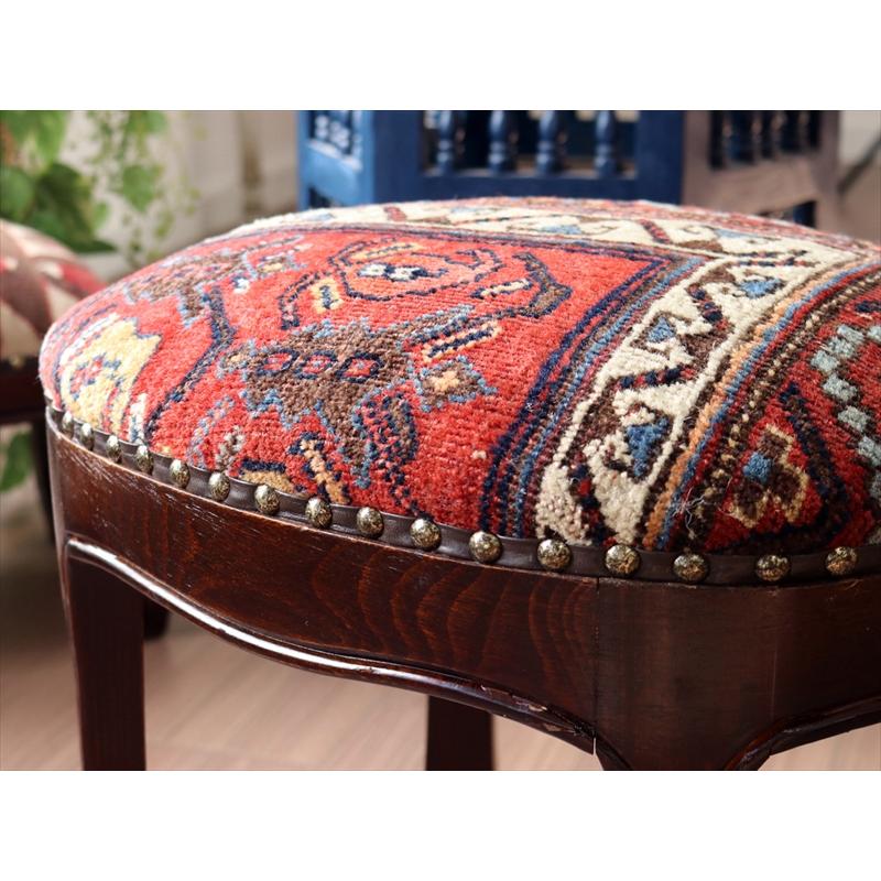 アンティークラグ木製家具 H40×W31.5×D41.5cm スツール オットマン オーバル antique rug stool ottman oval | ブランド登録なし | 03