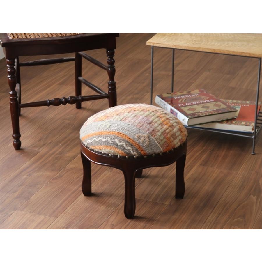 オールドキリムスツール 直径35×H29cm ラウンド キリム木製家具 スツール オットマン old kilim stool ottman wood furniture | ブランド登録なし | 01