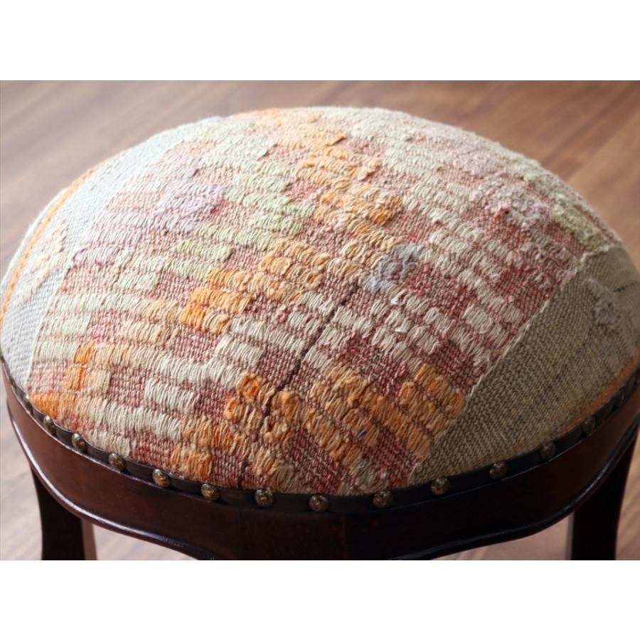 オールドキリムスツール 直径35×H29cm ラウンド キリム木製家具 スツール オットマン old kilim stool ottman wood furniture | ブランド登録なし | 03