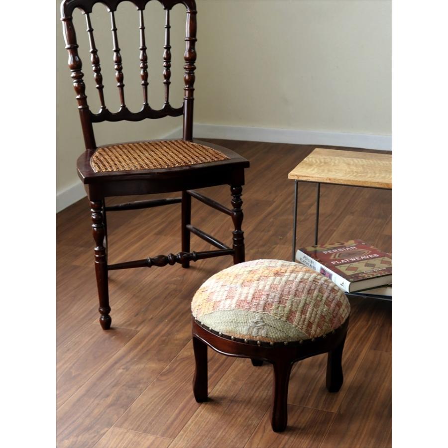 オールドキリムスツール 直径35×H29cm ラウンド キリム木製家具 スツール オットマン old kilim stool ottman wood furniture | ブランド登録なし | 05