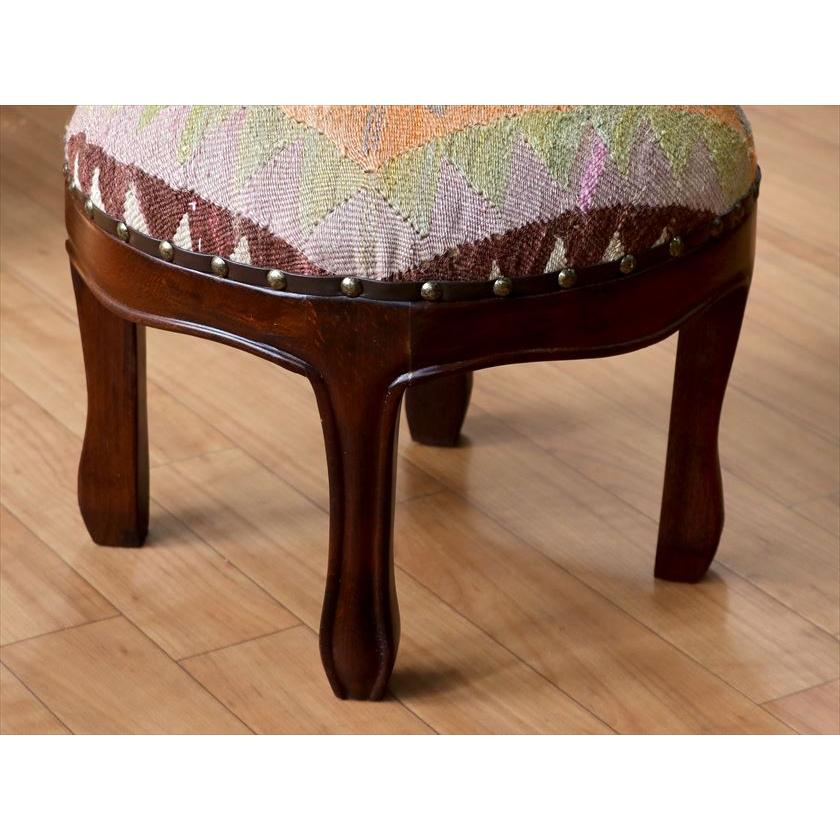 オールドキリムスツール 直径35×H29cm ラウンド イーブルアイ キリム木製家具 スツール オットマン | ブランド登録なし | 03