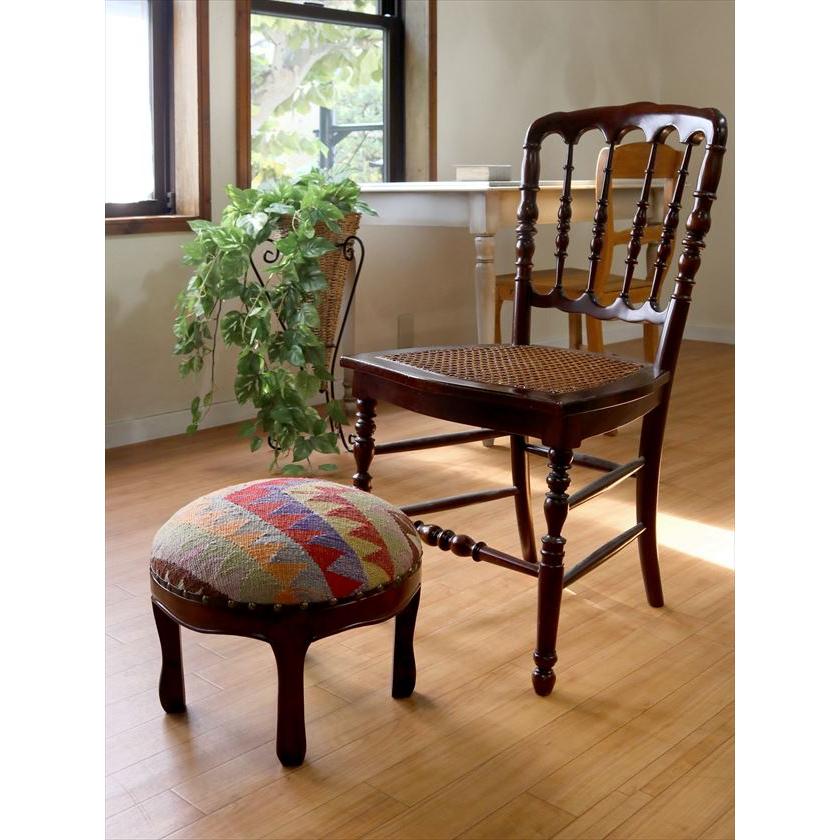 オールドキリムスツール 直径35×H29cm ラウンド イーブルアイ キリム木製家具 スツール オットマン | ブランド登録なし | 06