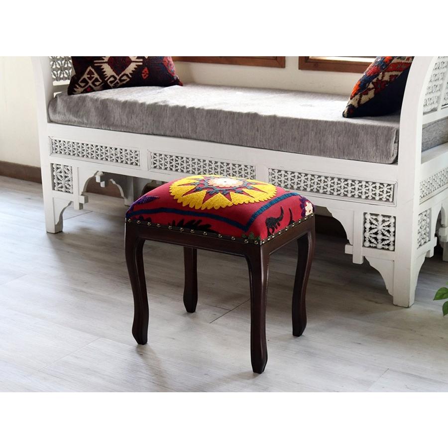 オールドスザンニ木製家具スツール オットマン レクタングル38.5cm×28.5cm×高さ42.5cm | ブランド登録なし | 04