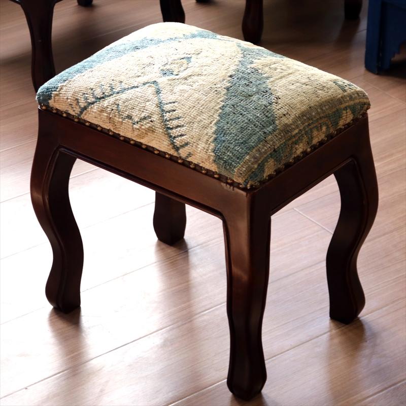 オーバーダイドラグ木製家具 H41×W38×D28cm スツール オットマン レクタングル overdyed rug stool ottman rectangle | ブランド登録なし