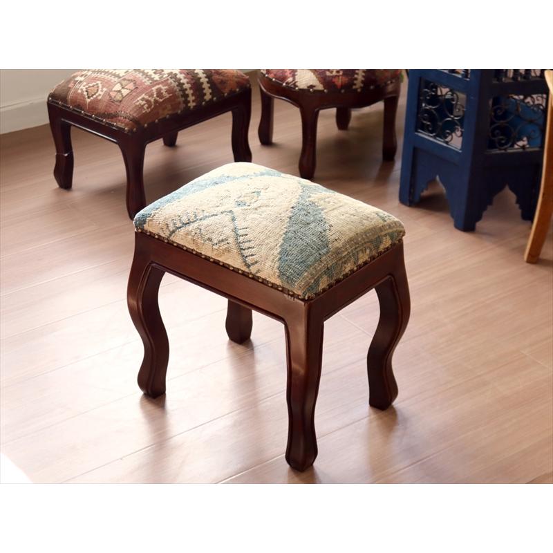 オーバーダイドラグ木製家具 H41×W38×D28cm スツール オットマン レクタングル overdyed rug stool ottman rectangle | ブランド登録なし | 01
