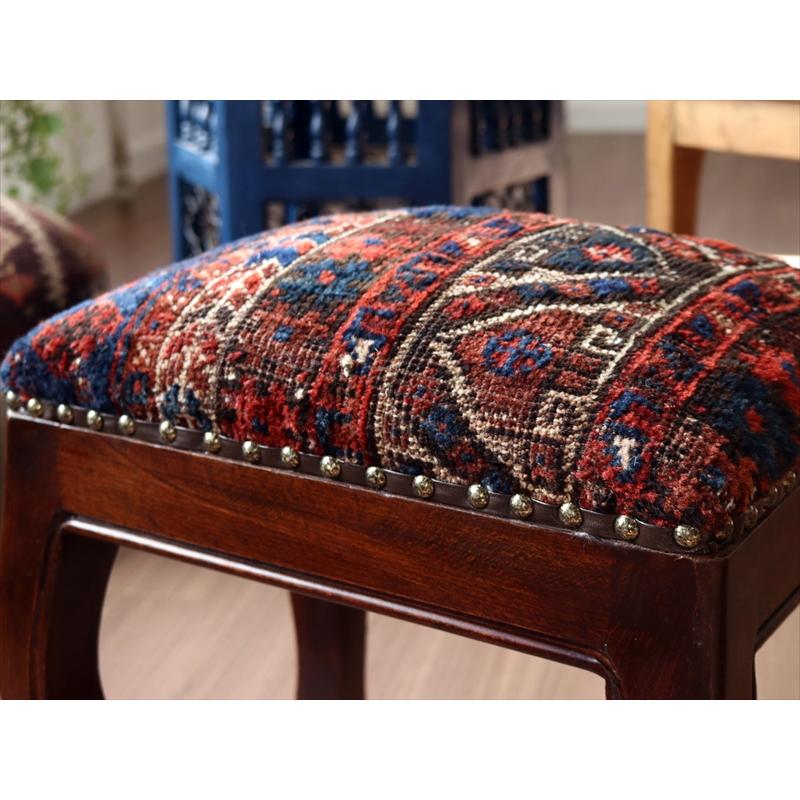 アンティークラグ木製家具 H41×W38×D28cm スツール オットマン レクタングル antique rug stool ottman rectangle | ブランド登録なし | 03