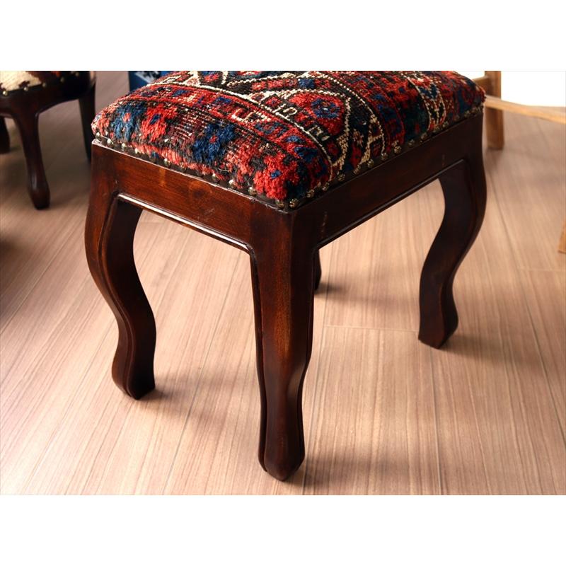アンティークラグ木製家具 H41×W38×D28cm スツール オットマン レクタングル antique rug stool ottman rectangle | ブランド登録なし | 04
