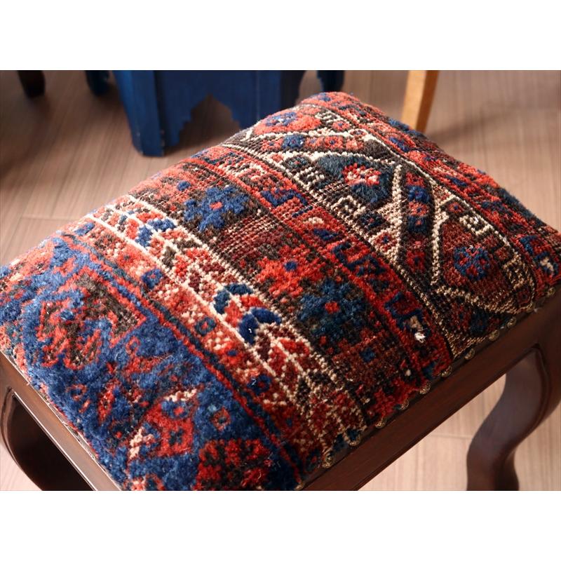 アンティークラグ木製家具 H41×W38×D28cm スツール オットマン レクタングル antique rug stool ottman rectangle | ブランド登録なし | 05