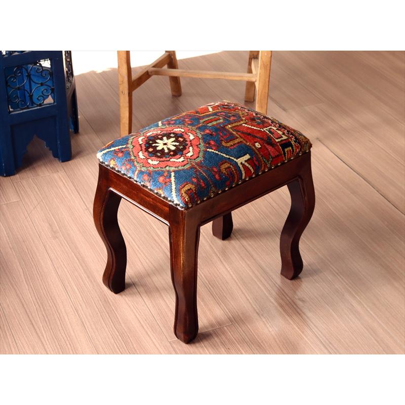 トライバルラグ木製家具 H41×W38×D28cm スツール オットマン レクタングル tribal rug stool ottman rectangle | ブランド登録なし | 01