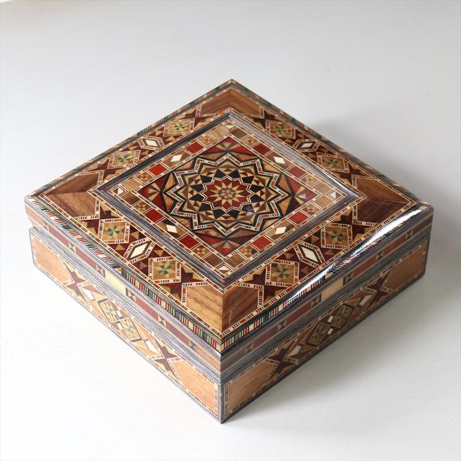 シリア製寄木細工の木製ボックス W18xH6.5xD18cmSyrian Mosaic シリア製寄木細工の木製ボックス W18xH6.5xD18cmSyrian Mosaic