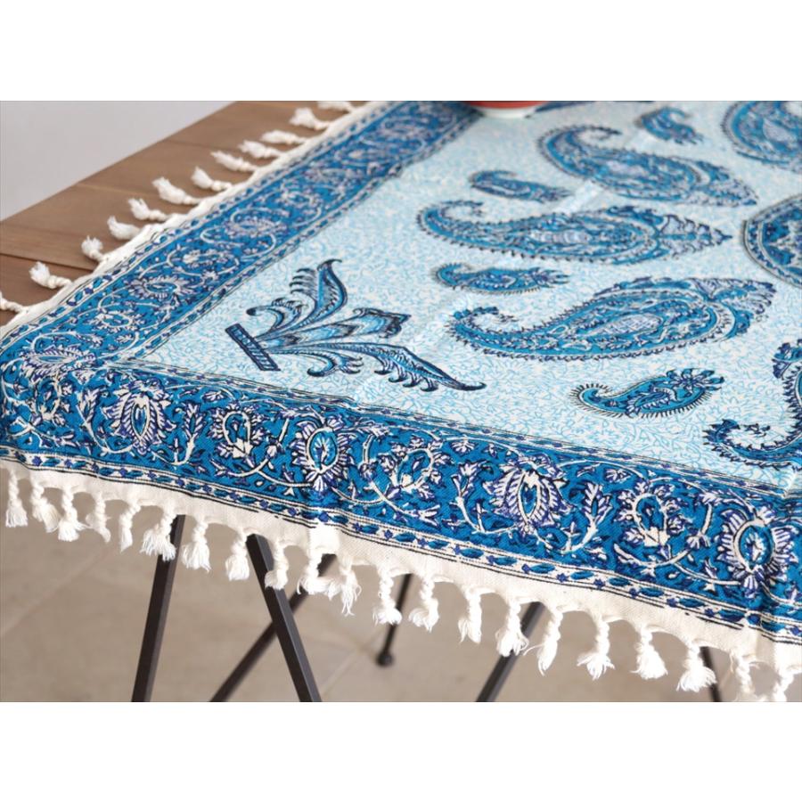 ペルシャ更紗 ガラムカール 100x100cmサイズ ブルー系 ペイズリー柄 テーブルクロス マルチクロス | ブランド登録なし | 02