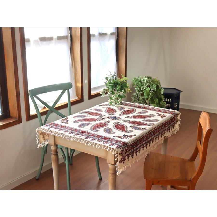 ペルシャ更紗 ガラムカール 100x100cmサイズ アンバー系 ペイズリー柄 テーブルクロス マルチクロス | ブランド登録なし | 01