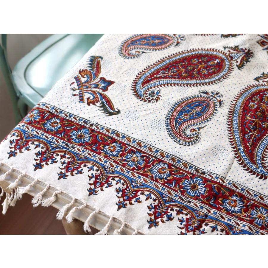 ペルシャ更紗 ガラムカール 100x100cmサイズ アンバー系 ペイズリー柄 テーブルクロス マルチクロス | ブランド登録なし | 02