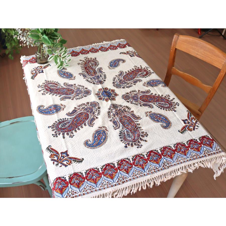 ペルシャ更紗 ガラムカール 100x100cmサイズ アンバー系 ペイズリー柄 テーブルクロス マルチクロス | ブランド登録なし | 01