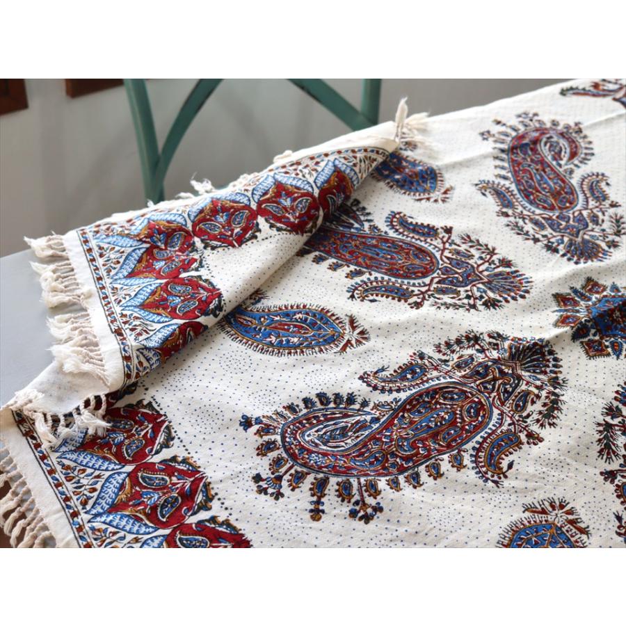 ペルシャ更紗 ガラムカール 100x100cmサイズ アンバー系 ペイズリー柄 テーブルクロス マルチクロス | ブランド登録なし | 04