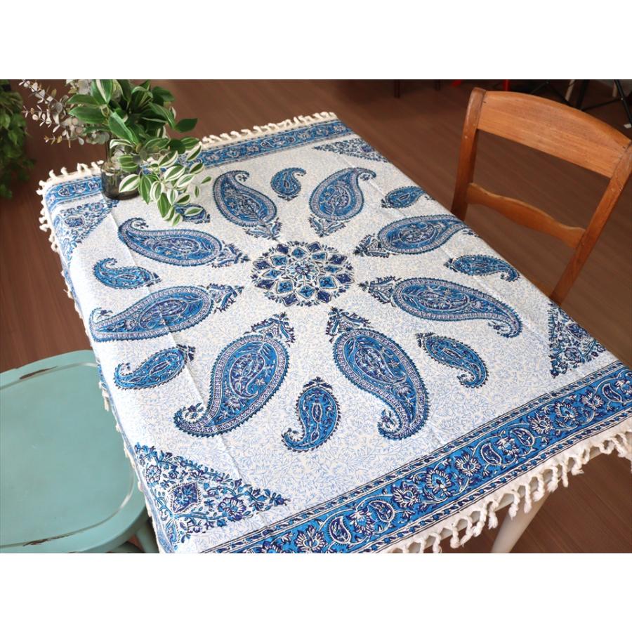 ペルシャ更紗 ガラムカール 100x100cmサイズ ブルー系 ペイズリー柄 テーブルクロス マルチクロス | ブランド登録なし | 01