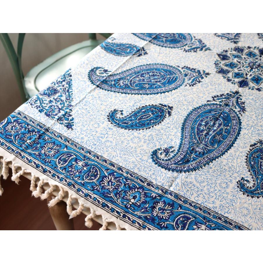 ペルシャ更紗 ガラムカール 100x100cmサイズ ブルー系 ペイズリー柄 テーブルクロス マルチクロス | ブランド登録なし | 02