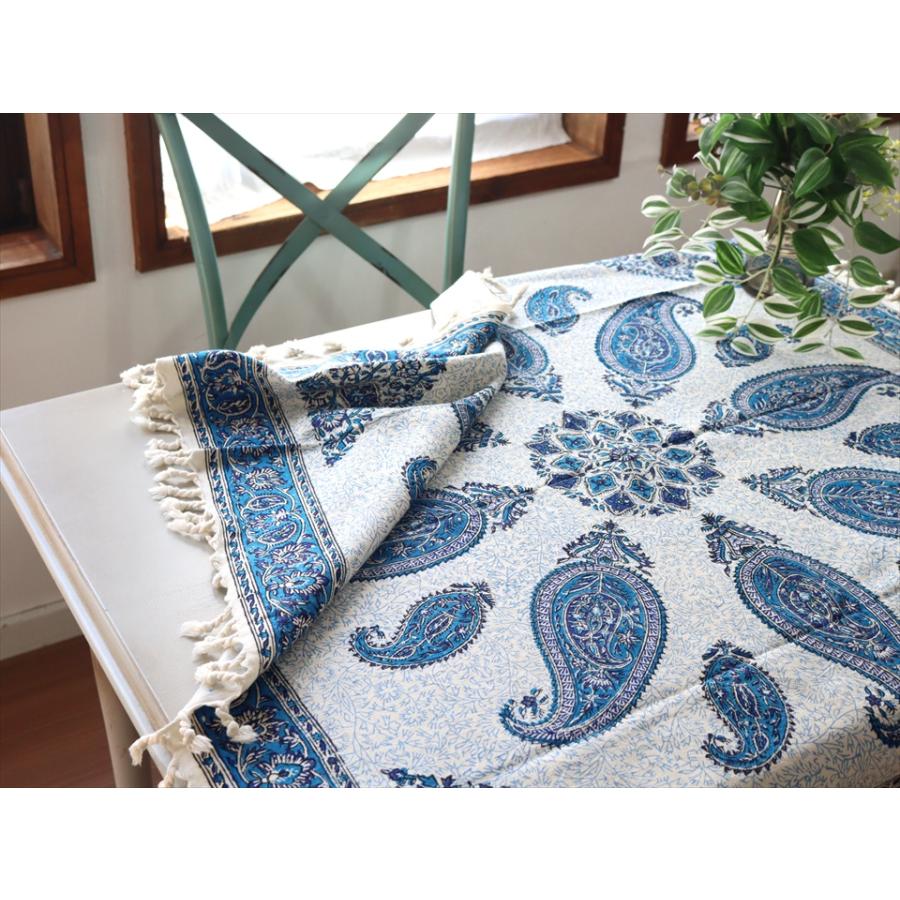 ペルシャ更紗 ガラムカール 100x100cmサイズ ブルー系 ペイズリー柄 テーブルクロス マルチクロス | ブランド登録なし | 04