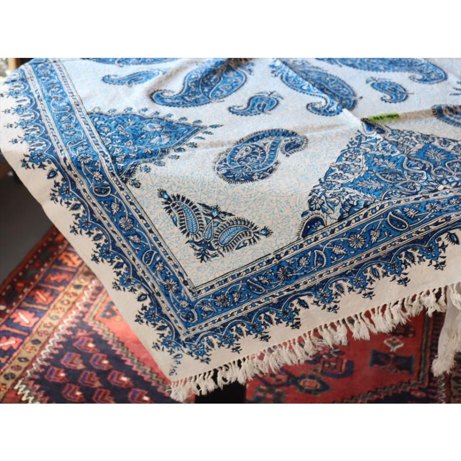 ペルシャ更紗 イラン手染め布 150x100cmサイズ ソファカバー タペストリー ブルー系 ペイズリー柄 |  | 03