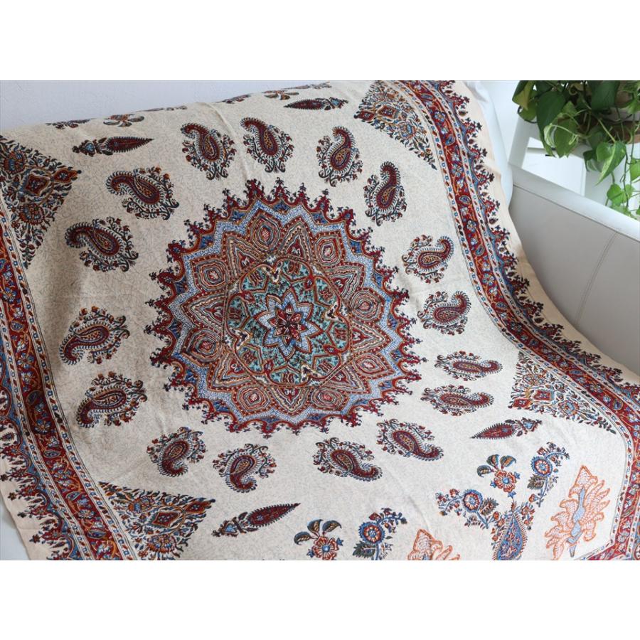 ペルシャ更紗 イラン手染め布 150x100cm アンバー系 ペイズリー イラン手染め布 テーブルクロス ソファーカバー | ブランド登録なし | 02
