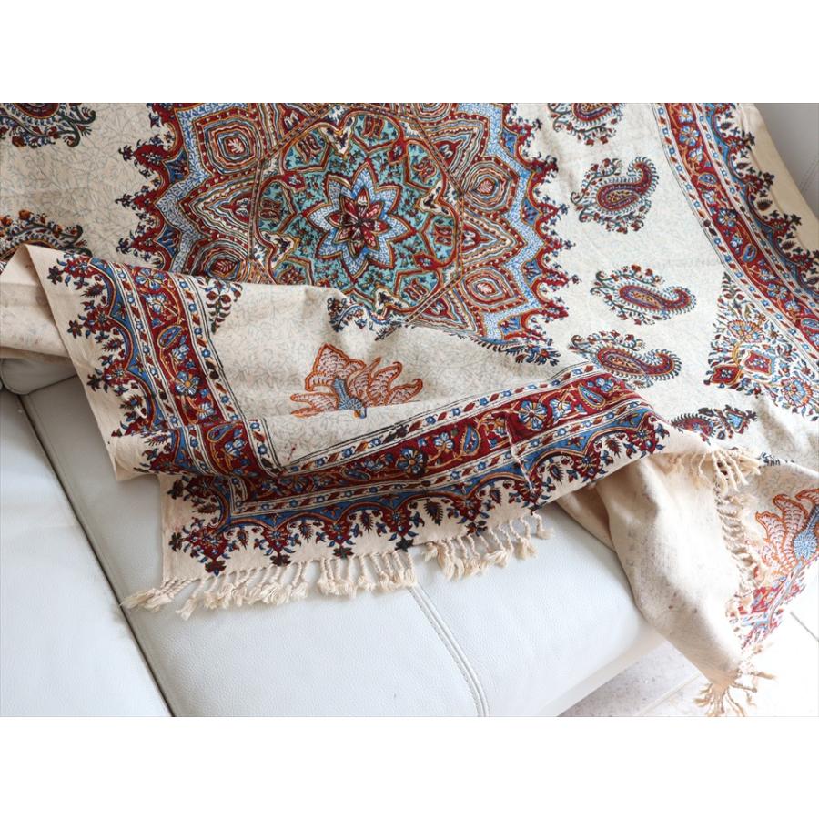 ペルシャ更紗 イラン手染め布 150x100cm アンバー系 ペイズリー イラン手染め布 テーブルクロス ソファーカバー | ブランド登録なし | 04