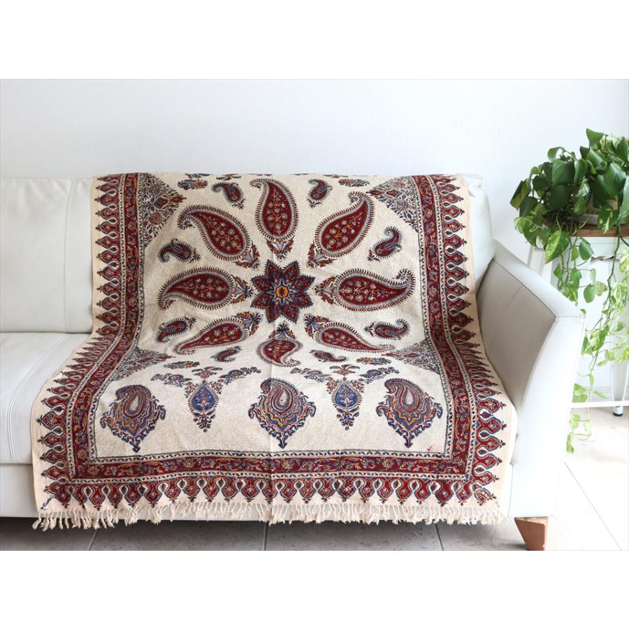 ペルシャ更紗 イラン手染め布 145x100cm アンバー系 ペイズリー イラン手染め布 テーブルクロス ソファーカバー | ブランド登録なし | 01