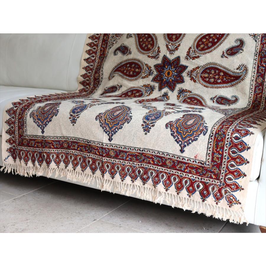 ペルシャ更紗 イラン手染め布 145x100cm アンバー系 ペイズリー イラン手染め布 テーブルクロス ソファーカバー | ブランド登録なし | 04