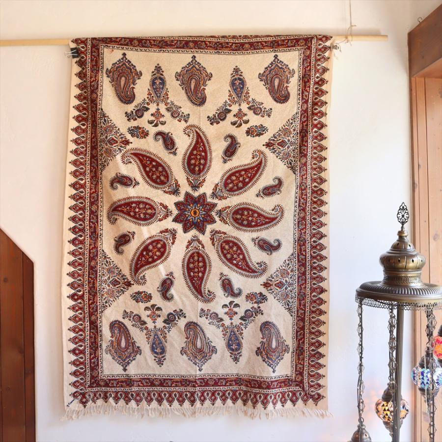 ペルシャ更紗 イラン手染め布 145x100cm アンバー系 ペイズリー イラン手染め布 テーブルクロス ソファーカバー | ブランド登録なし | 06