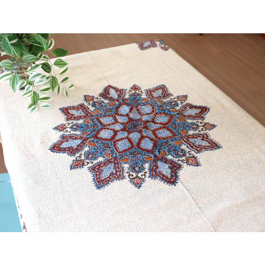 ペルシャ更紗 イラン手染め布 143x101cm アンバー系 ペイズリー イラン手染め布 テーブルクロス ソファーカバー | ブランド登録なし | 01