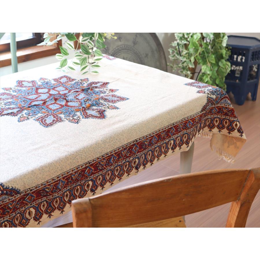ペルシャ更紗 イラン手染め布 143x101cm アンバー系 ペイズリー イラン手染め布 テーブルクロス ソファーカバー | ブランド登録なし | 02