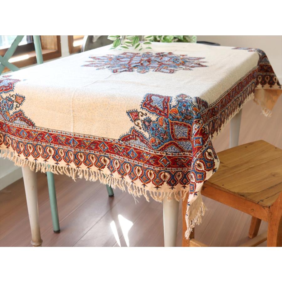 ペルシャ更紗 イラン手染め布 143x101cm アンバー系 ペイズリー イラン手染め布 テーブルクロス ソファーカバー | ブランド登録なし | 03